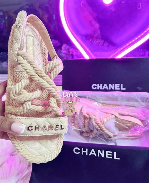 chanel matrasse rope sandals|chanel suede sandals.